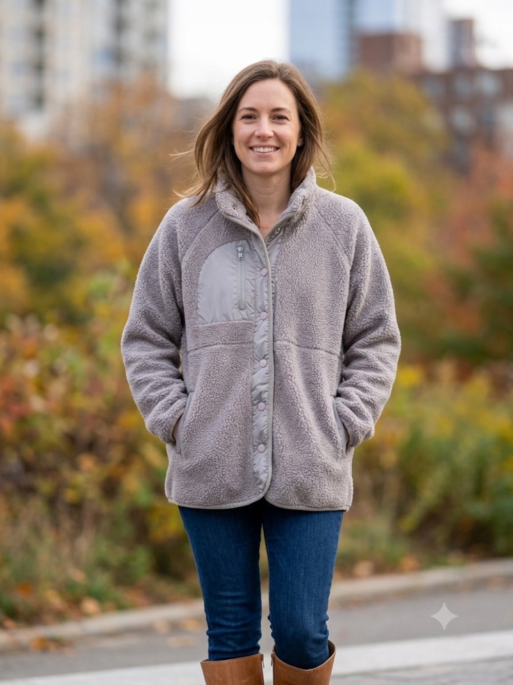 Staccato Women's Light Gray Teddy Sherpa Jacket